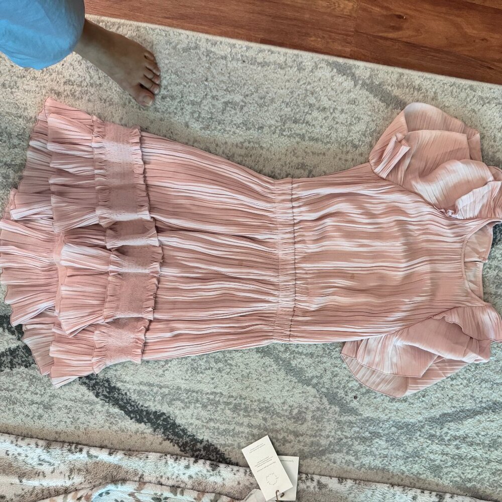 HALSTON HERITAGE Pleated Georgette Dress